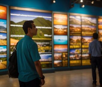 Visitors exploring a photo gallery exhibition.