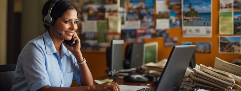 Travel Agent Working in an office