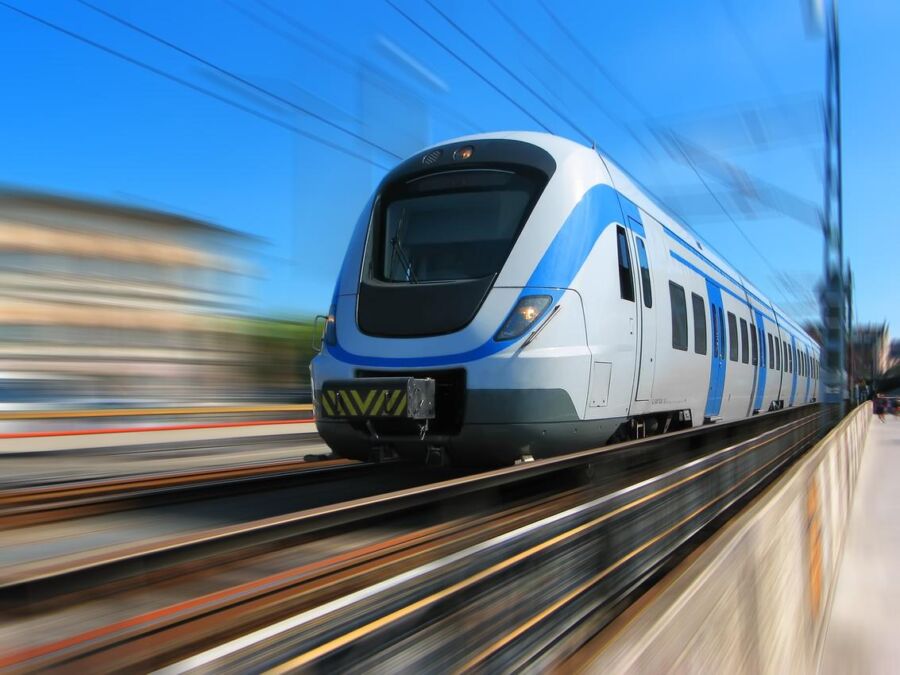 Adriatic coast train in speeding motion