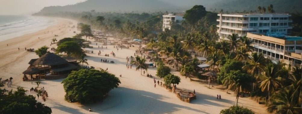 Beautiful beach scene with buildings in Dhaka