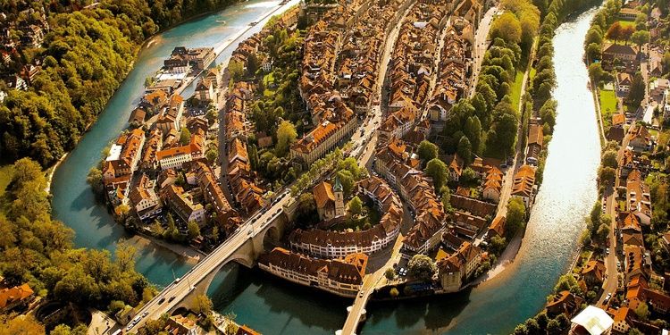 Bern Old Town aerial view