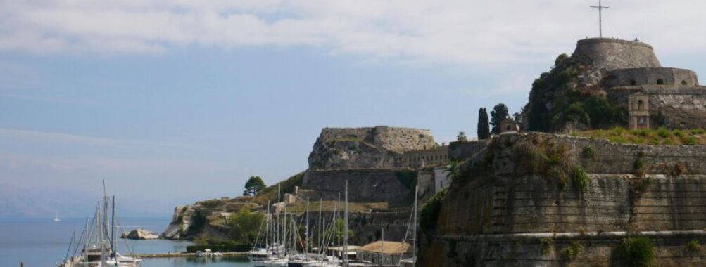 Sailboats in the shore of Corfu