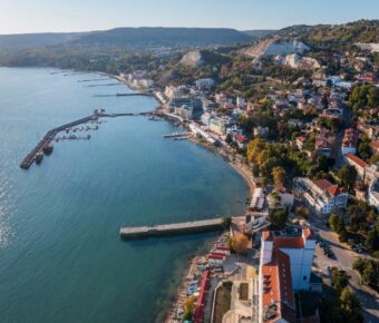 Aerial view of the cityscape in Bulgaria