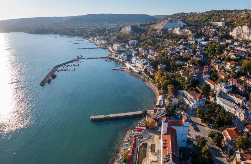 Aerial view of the cityscape in Bulgaria