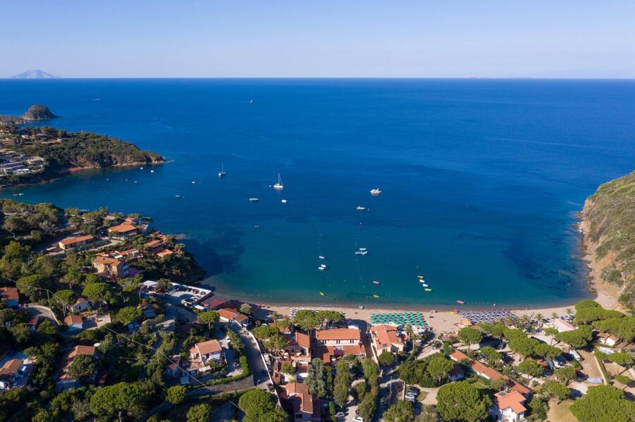 Drone shot of beautiful Elba in Italy