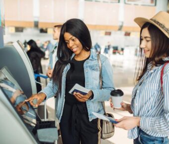 Female travelers at the airport