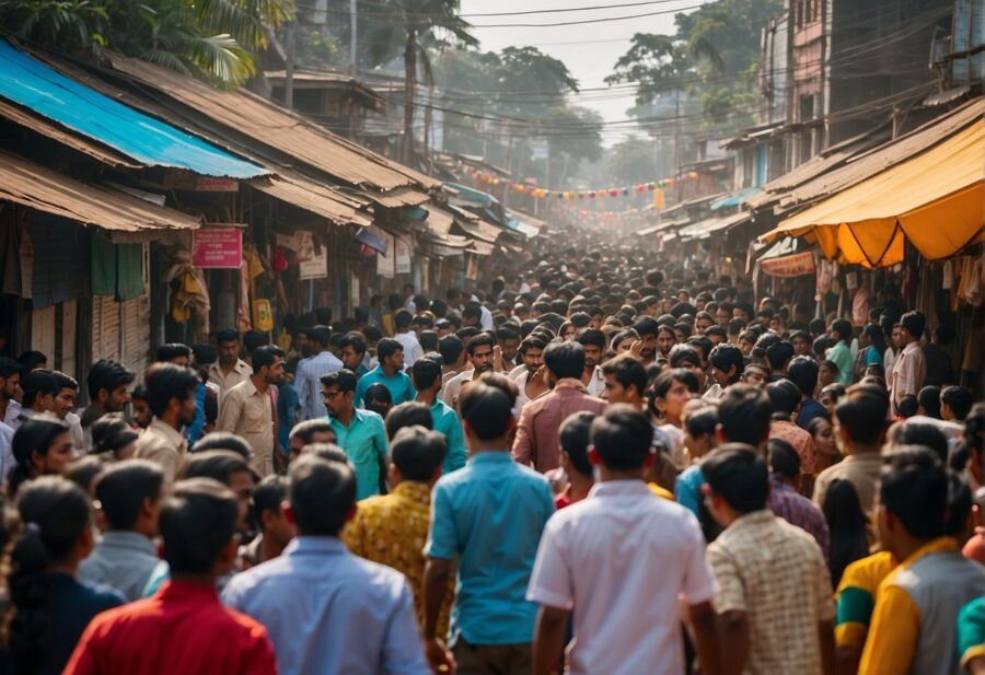 Jampacked with students in a Festivities in Dhaka