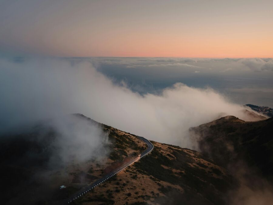 Foggy hill side views in Funchal