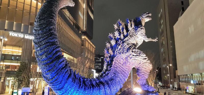 Lighted Godzilla Statue