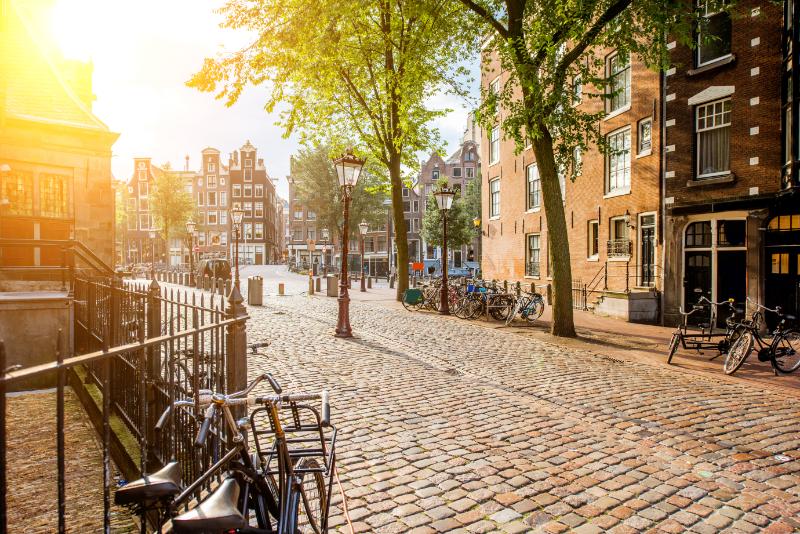 Beautiful Jordaan Neighborhood during golden hour