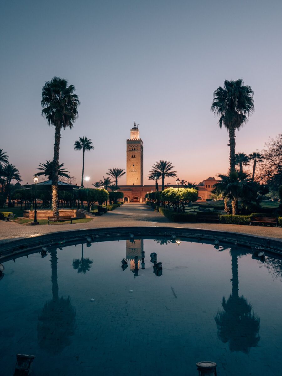 Koutoubia Mosque in Marrakech, Morocco during sunrise