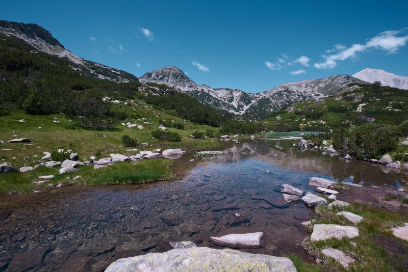 Lake in the Pirin mountains with blue clear water. Bansko, Bulgaria