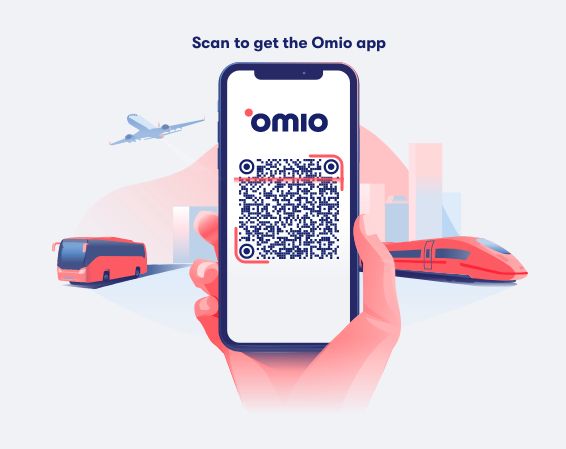 Mobile with Omio qr code