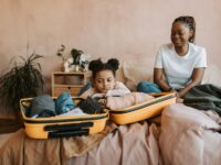 Mother daughter packing