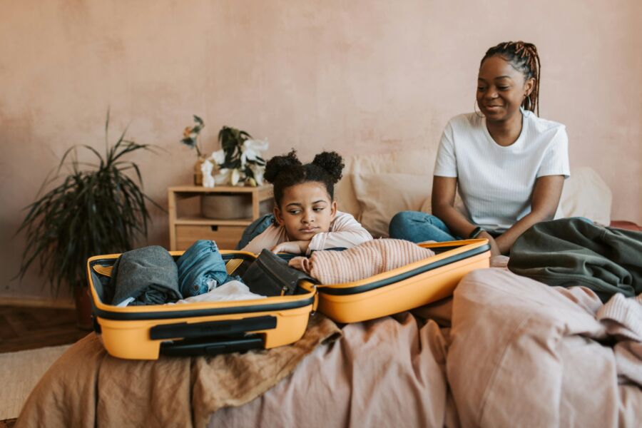 Mother daughter packing