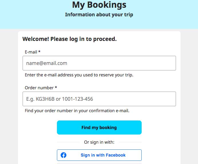 Gotogate my bookings page