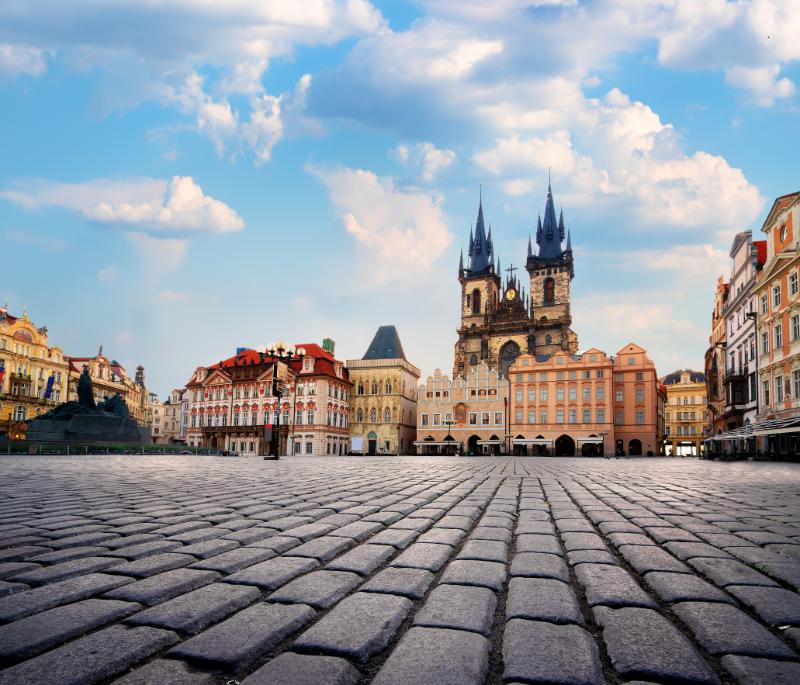 Old Town or The old town or Staromestska Square in Prague at early morning