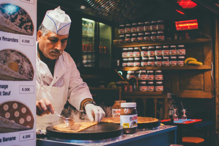 Parisian chef preparing pastry