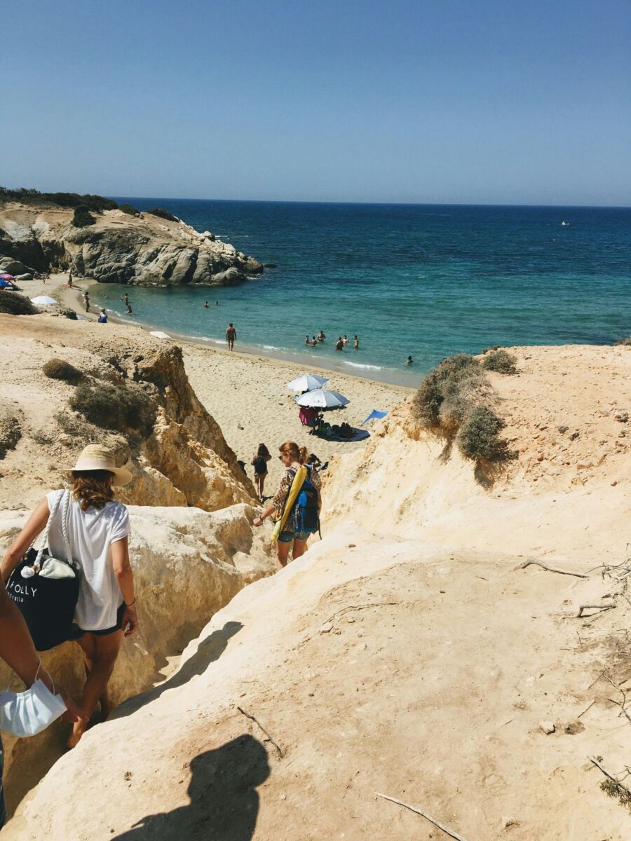 People heading to beach in Naxos, Greece