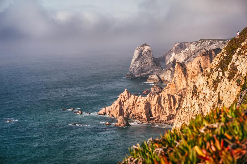 Portugal cabo da roca and Ursa beach location with stunning scenic view of cliff rocks at atlantic