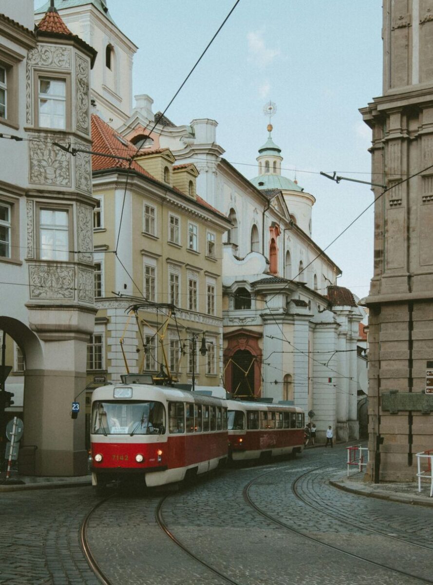 Smichov city centre with train transportation