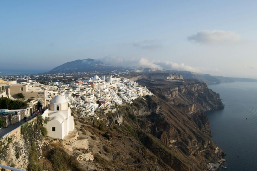 Drone shot of town in Pyrgos