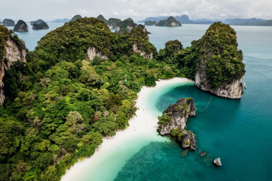 Aerial shot of beautiful beach in Railay