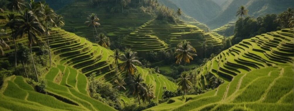 Rice terraces farm drone shot