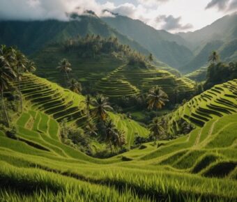 Rice terraces farm drone shot