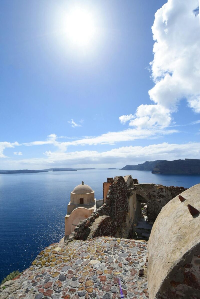 View from above the Santorini's Oia Castle