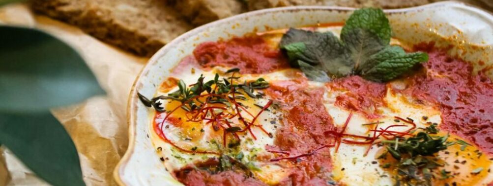 Shakshuka Dish with Rustic Bread