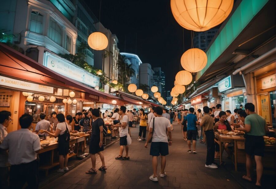 Street food in Singapore sold by hawkers