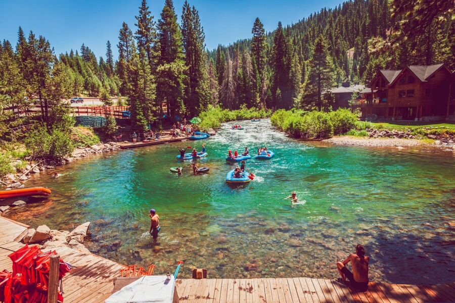 Tourists boating at Tahoe City