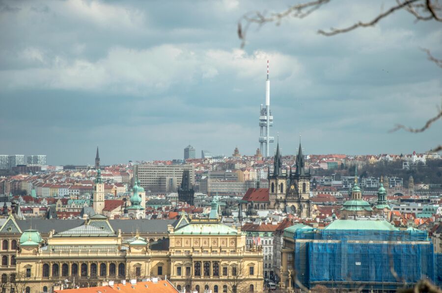 Aerial view of Žižkov in Prague