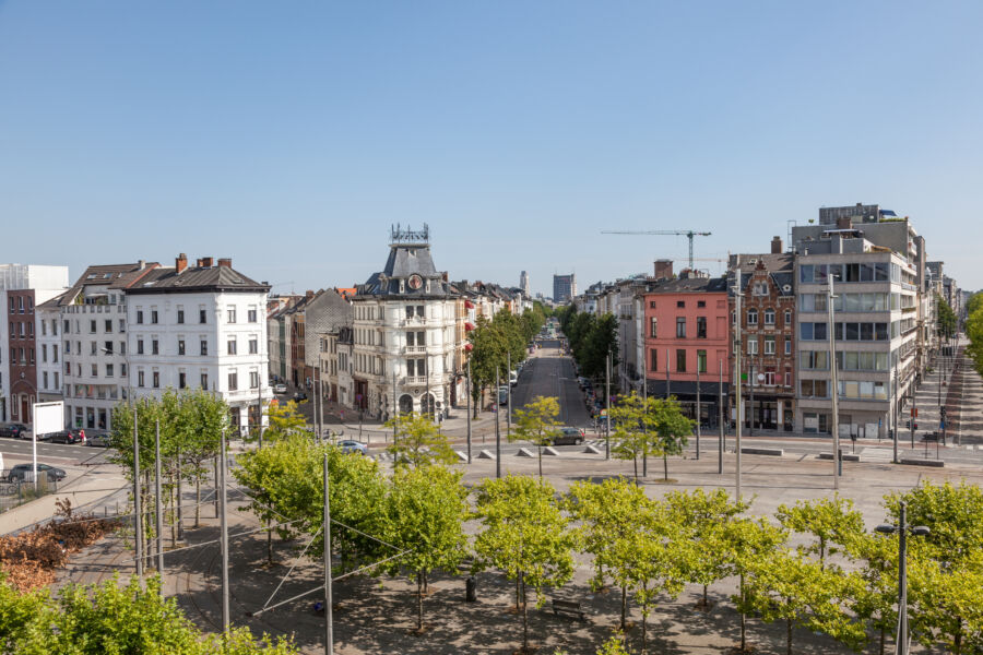 Scenic square in south Antwerp, Belgium, surrounded by beautiful architecture