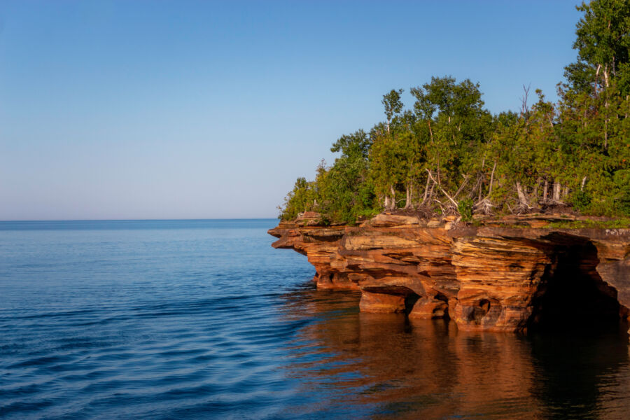 Beautiful Sea Caves on Devil's Island in the Apostle Islands National Lakeshore, Lake Superior, Wisconsin