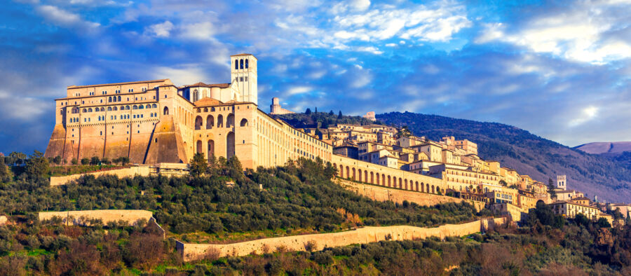 Impressive medieval Assisi town - religios center of Umbria. Italy