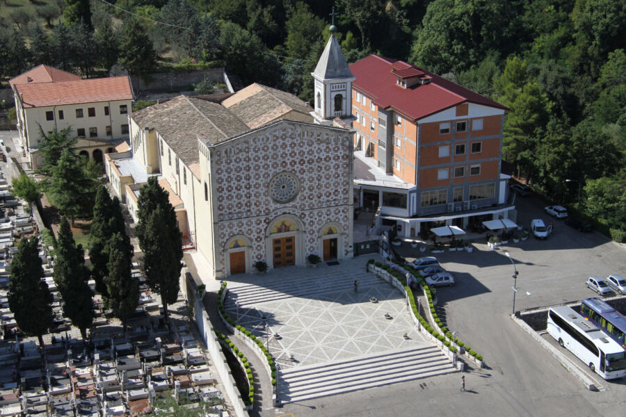 The Basilica del Volto Santo in Manoppello, Italy, is a revered sanctuary known for its sacred relic and stunning architecture