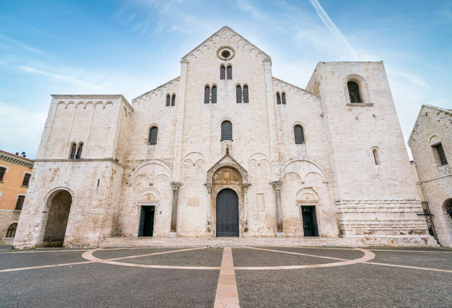 The Basilica di San Nicola in Bari, Apulia, features remarkable architecture in the charming old town setting