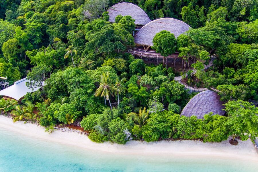 Aerial view of the private Bawah Reserve, Indonesia accommodation