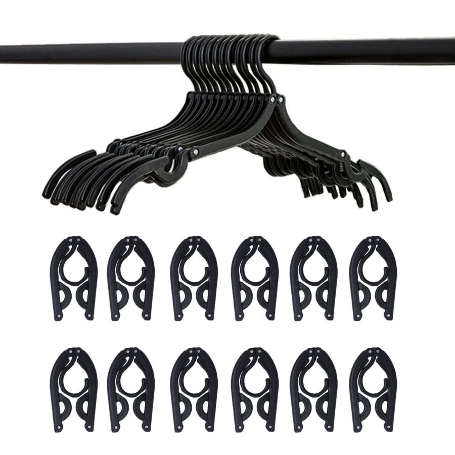 12 Pcs Black Travel Hangers