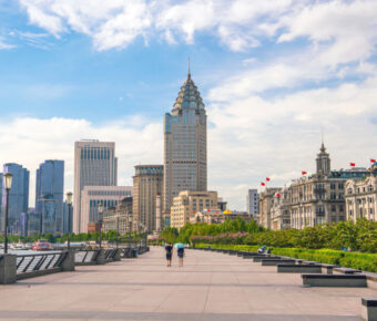 Shanghai, China cityscape at the Bund.