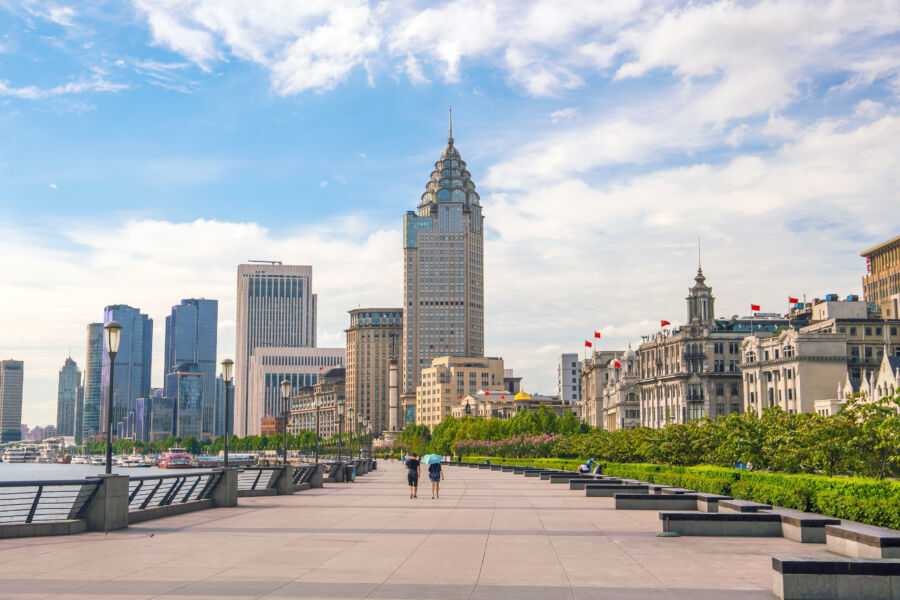 Shanghai, China cityscape at the Bund.