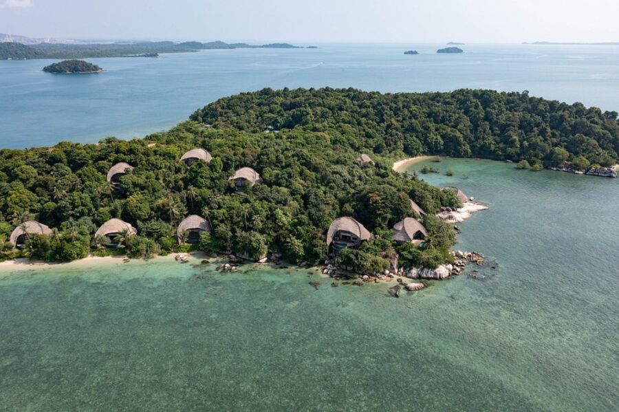 Aerial view of the Cempedak Private Island, Indonesia