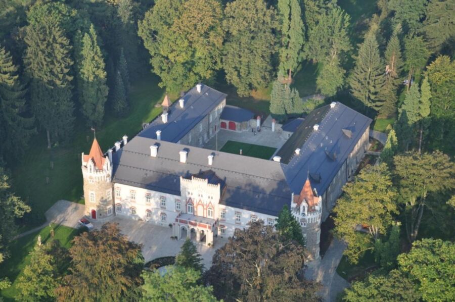 Aerial view of the Chateau Herálec Boutique Hotel & Spa by L'Occitane
