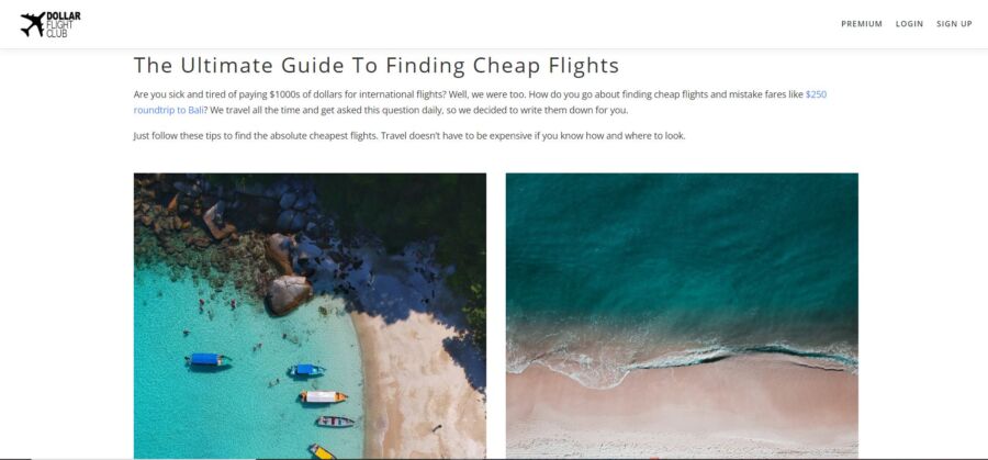 Finding cheap flight on Dollar Flight Club