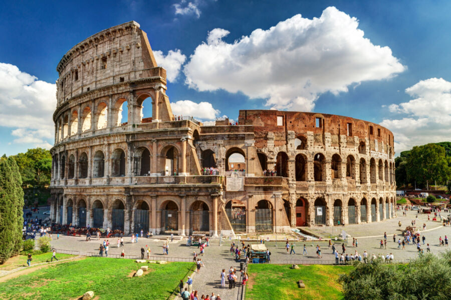 The Colosseum in Rome, Italy, a renowned landmark, epitomizing travel and sightseeing in the historic city