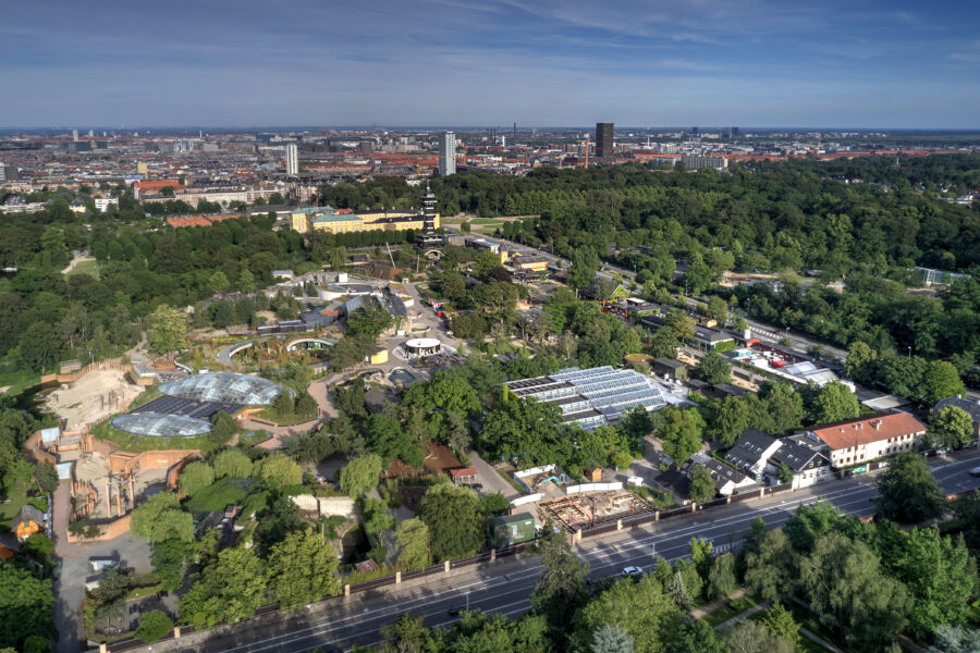 Bird's-eye view of Copenhagen Zoo in Frederiksberg, Denmark