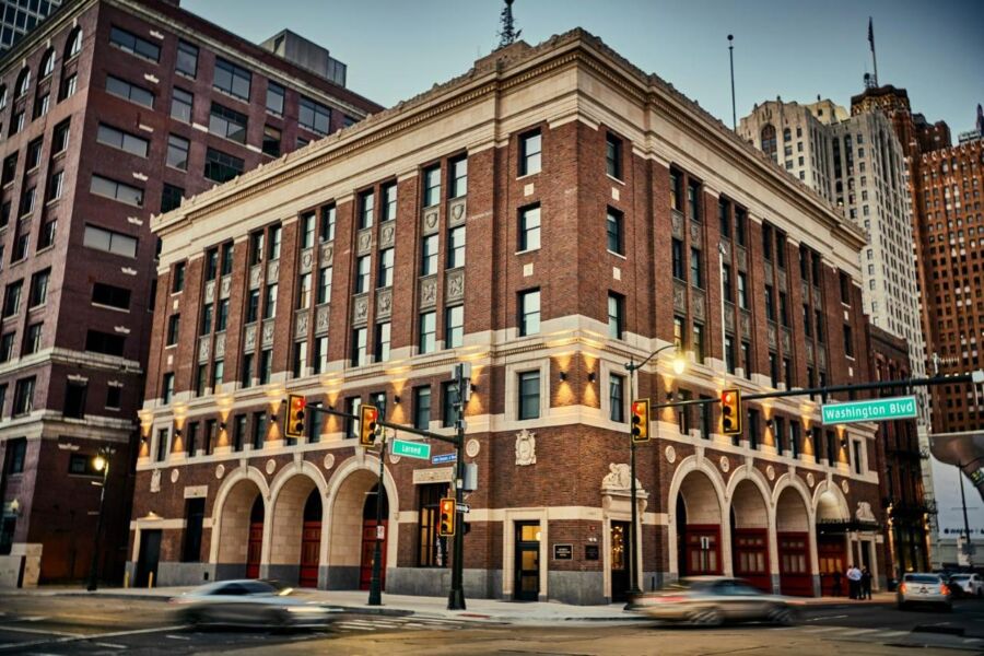 Building exterior of the Detroit Foundation Hotel
