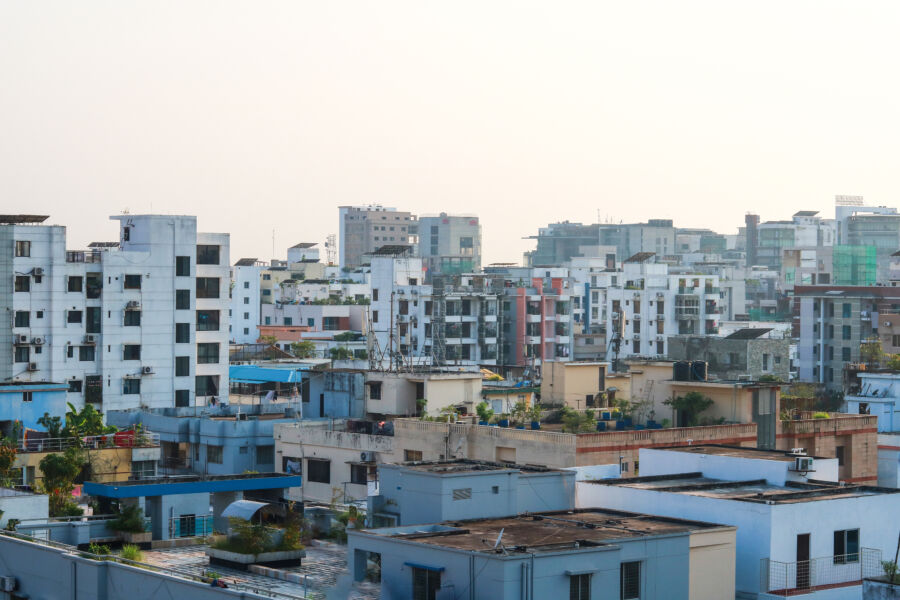 Panoramic view of Dhaka city, showcasing its vibrant skyline and bustling urban life in Bangladesh